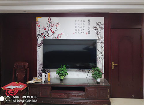 房山中式家庭装修电视柜效果展示