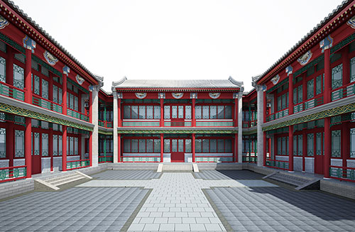 房山北京四合院设计古建筑鸟瞰图展示