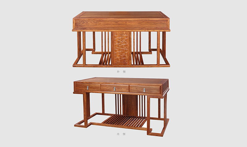 房山 别墅中式家居书房装修实木书桌效果图